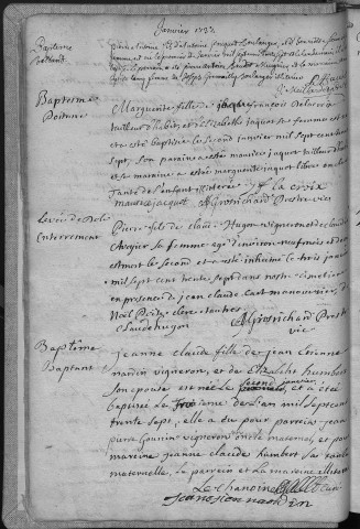 Paroisse Sainte Madeleine : baptêmes (naissances), mariages, sépultures (décès) (1er janvier - 31 décembre 1737)