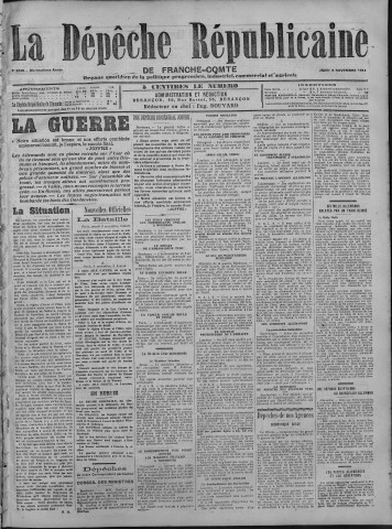 05/11/1914 - La Dépêche républicaine de Franche-Comté [Texte imprimé]