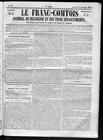 23/12/1848 - Le Franc-comtois - Journal de Besançon et des trois départements