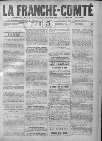 28/04/1891 - La Franche-Comté : journal politique de la région de l'Est
