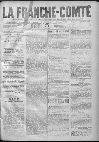14/09/1889 - La Franche-Comté : journal politique de la région de l'Est