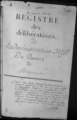 Délibérations municipales du Canton 14 janvier - 17 septembre 1797