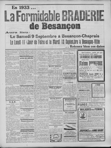07/09/1933 - La Dépêche républicaine de Franche-Comté [Texte imprimé]