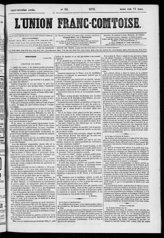 11/03/1873 - L'Union franc-comtoise [Texte imprimé]