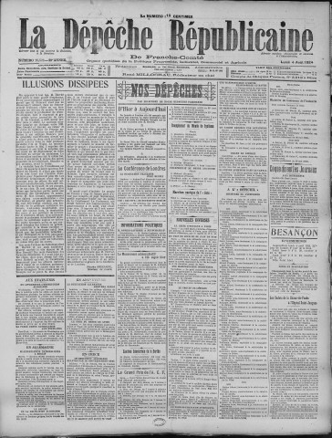 04/08/1924 - La Dépêche républicaine de Franche-Comté [Texte imprimé]