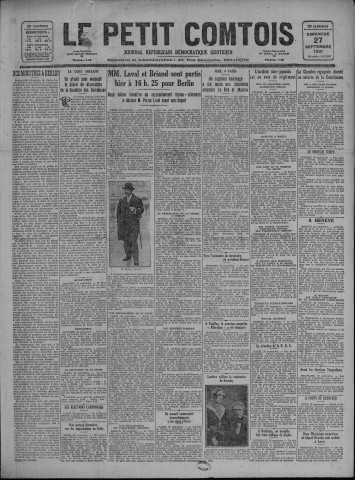 27/09/1931 - Le petit comtois [Texte imprimé] : journal républicain démocratique quotidien