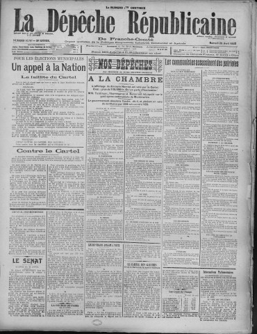 25/04/1925 - La Dépêche républicaine de Franche-Comté [Texte imprimé]