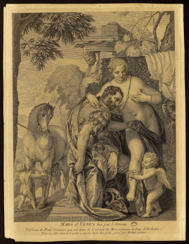 Mars et Vénus liés par l'Amour [estampe] / gravé par Michel Aubert , [Paris] : [s.n.], [1704-1757]