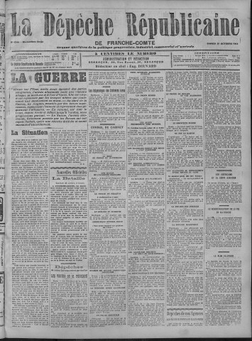 31/10/1914 - La Dépêche républicaine de Franche-Comté [Texte imprimé]