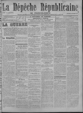 09/10/1914 - La Dépêche républicaine de Franche-Comté [Texte imprimé]