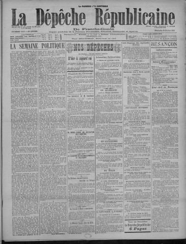 19/02/1922 - La Dépêche républicaine de Franche-Comté [Texte imprimé]