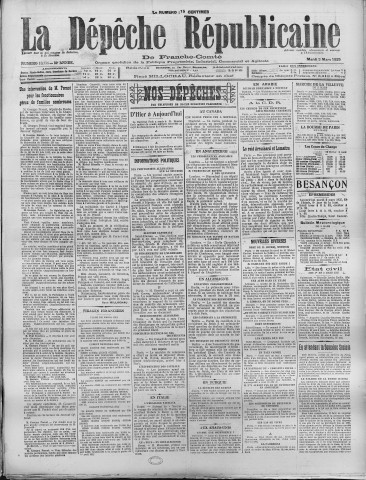 03/03/1925 - La Dépêche républicaine de Franche-Comté [Texte imprimé]