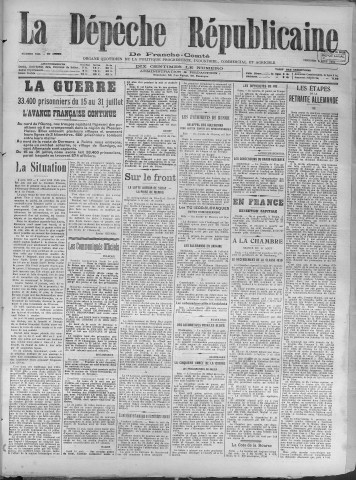 02/08/1918 - La Dépêche républicaine de Franche-Comté [Texte imprimé]