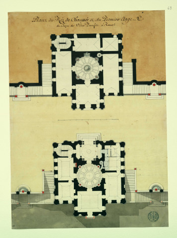 Plans du rez-de-chaussée et du 1er étage du casino de la villa Pamphili à Rome / Pierre-Adrien Pâris , [S.l.] : [P.-A. Pâris], [1700-1800]