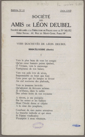 06/1932 - Bulletin / Société des amis de Léon Deubel