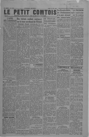 22/05/1944 - Le petit comtois [Texte imprimé] : journal républicain démocratique quotidien