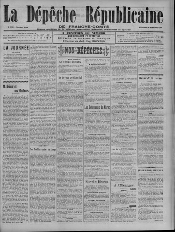 02/10/1907 - La Dépêche républicaine de Franche-Comté [Texte imprimé]