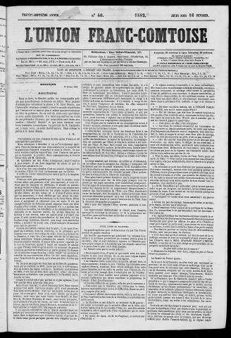 16/02/1882 - L'Union franc-comtoise [Texte imprimé]