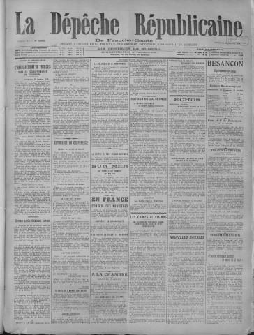 24/01/1919 - La Dépêche républicaine de Franche-Comté [Texte imprimé]