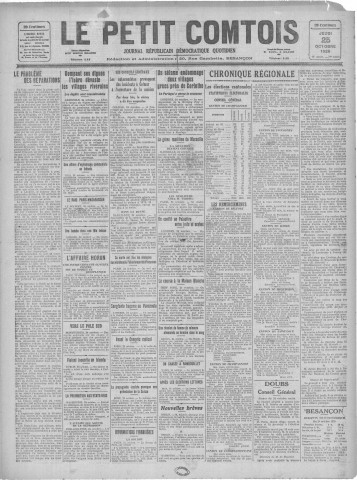 25/10/1928 - Le petit comtois [Texte imprimé] : journal républicain démocratique quotidien