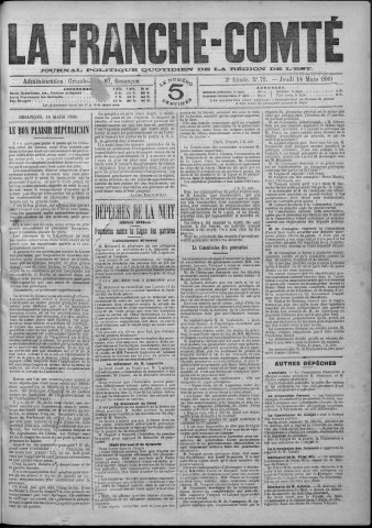 14/03/1889 - La Franche-Comté : journal politique de la région de l'Est