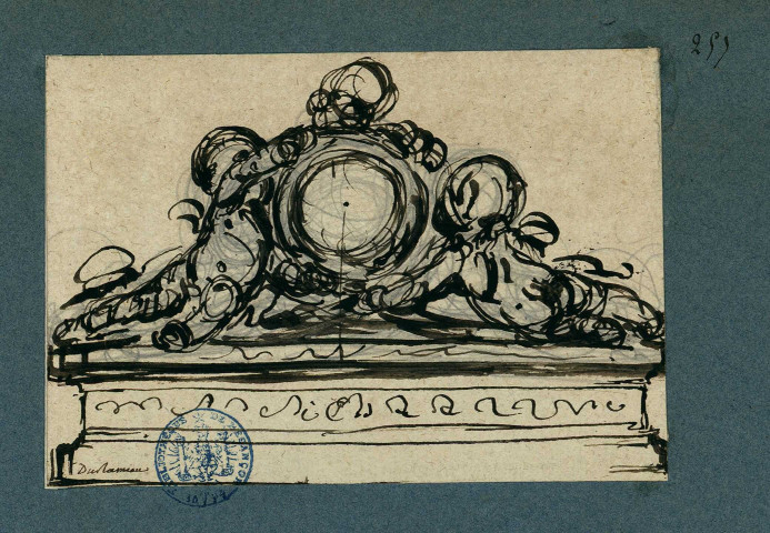 Motif décoratif (pour une pendule ?) avec deux Amours / Louis-Jacques Durameau , [S.l.] : [L.-J. Durameau], [1700-1800]