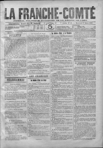 01/03/1893 - La Franche-Comté : journal politique de la région de l'Est
