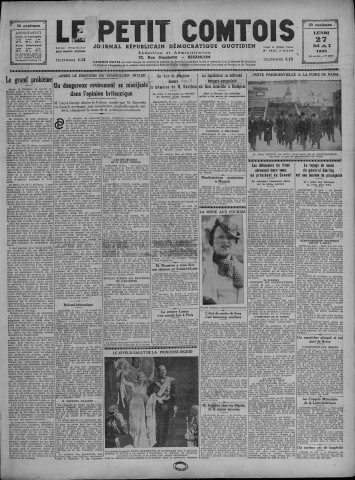 27/05/1935 - Le petit comtois [Texte imprimé] : journal républicain démocratique quotidien