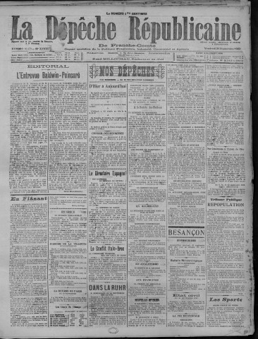 21/09/1923 - La Dépêche républicaine de Franche-Comté [Texte imprimé]