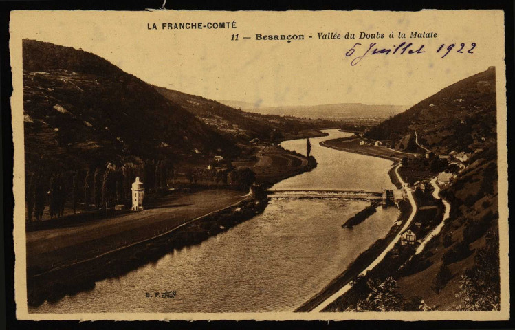 Besançon - Vallée du Doubs à la Malate [image fixe] , Paris : B. F. " Lux " ; Imp. Catala Frères, 1904/1922