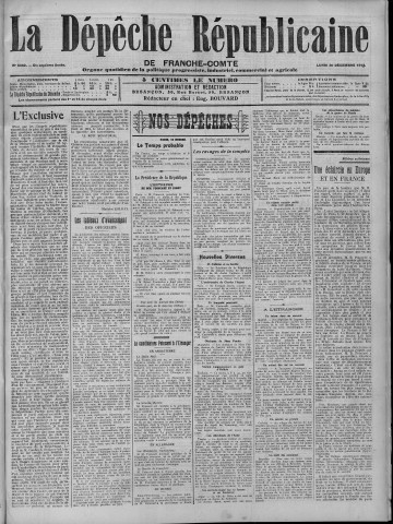 30/12/1912 - La Dépêche républicaine de Franche-Comté [Texte imprimé]