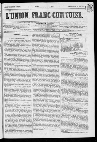 25/01/1868 - L'Union franc-comtoise [Texte imprimé]
