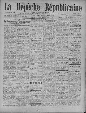 14/03/1920 - La Dépêche républicaine de Franche-Comté [Texte imprimé]