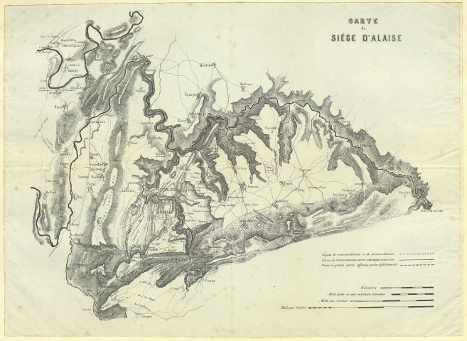 Carte du siège d'Alaise, 5 kilomètres. [Document cartographique] , 1875/1899