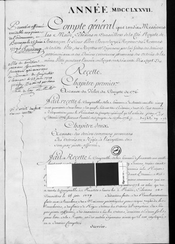 Comptes de la Ville de Besançon, recettes et dépenses, Compte de Pierre Bourdarye (1777)
