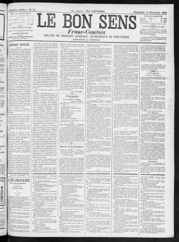 17/12/1893 - Organe du progrès agricole, économique et industriel, paraissant le dimanche [Texte imprimé] / . I