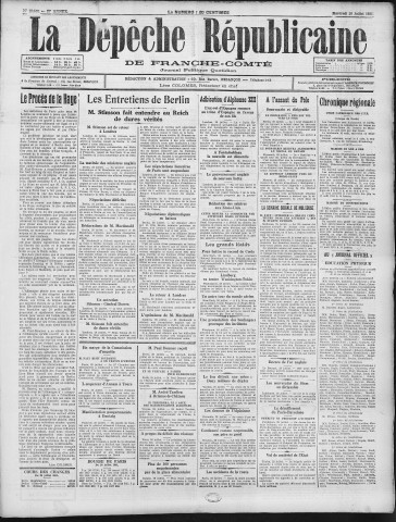 29/07/1931 - La Dépêche républicaine de Franche-Comté [Texte imprimé]