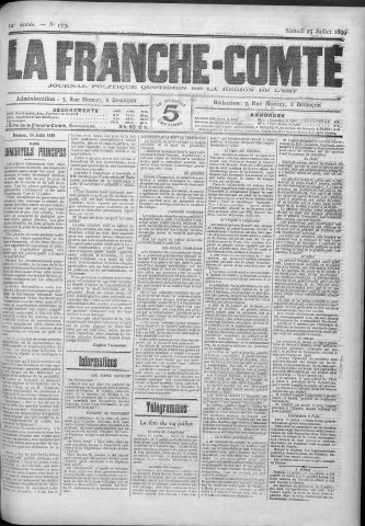 15/07/1899 - La Franche-Comté : journal politique de la région de l'Est