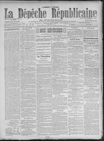 19/02/1924 - La Dépêche républicaine de Franche-Comté [Texte imprimé]