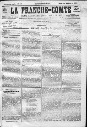 15/01/1861 - La Franche-Comté : organe politique des départements de l'Est