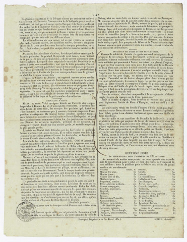 Garde nationale de Besançon. Conseil de discipline (1814-1870) ; Armement (1801-1871) ; Désarmement (1849-1850) ; Bons pour des fusils et des habits (1830-1831)