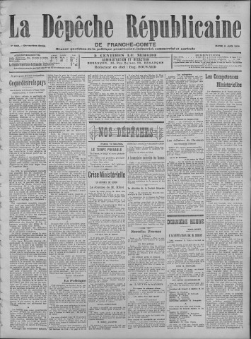 09/06/1914 - La Dépêche républicaine de Franche-Comté [Texte imprimé]
