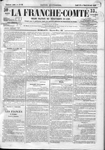 25/04/1859 - La Franche-Comté : organe politique des départements de l'Est