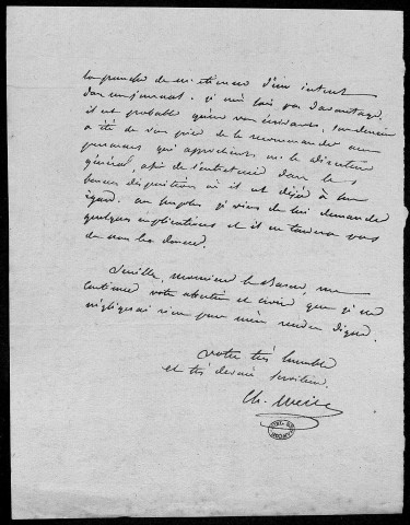 Ms 2232 - Charles Weiss. Lettres à Jean de Bry, 1811-1815