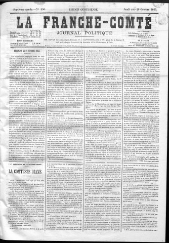 29/10/1863 - La Franche-Comté : organe politique des départements de l'Est