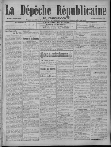 29/10/1910 - La Dépêche républicaine de Franche-Comté [Texte imprimé]