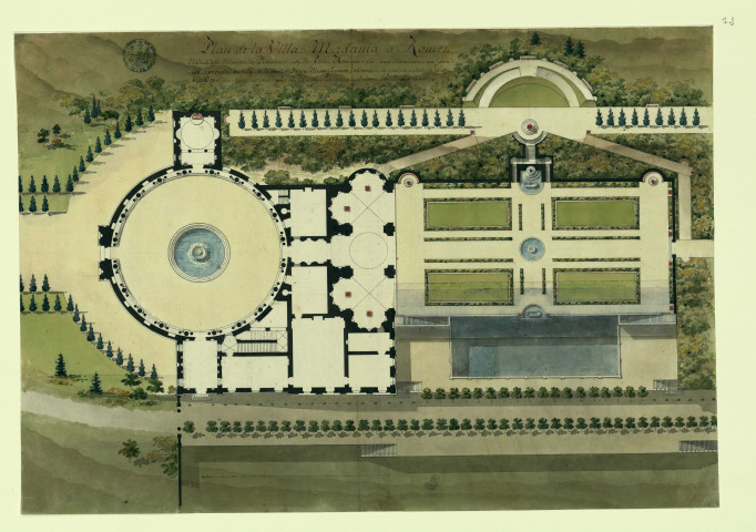 Plan de la villa Madama à Rome / Pierre-Adrien Pâris , [S.l.] : [P.-A. Pâris], [1700-1800]