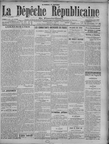 19/09/1927 - La Dépêche républicaine de Franche-Comté [Texte imprimé]