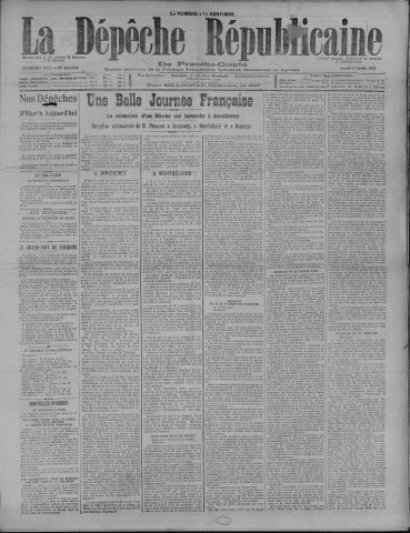 17/07/1922 - La Dépêche républicaine de Franche-Comté [Texte imprimé]