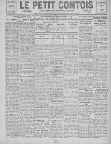 04/01/1927 - Le petit comtois [Texte imprimé] : journal républicain démocratique quotidien
